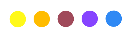 yellow orange brown purple blue dots lined together