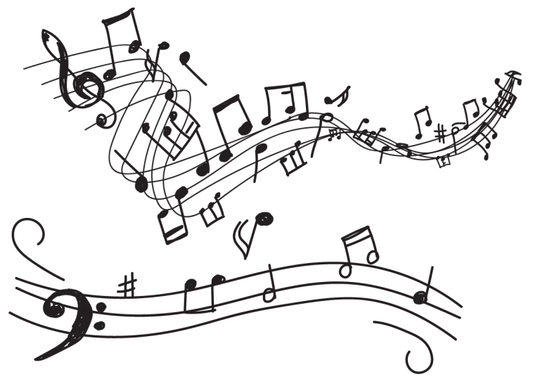 sketch of musical notes