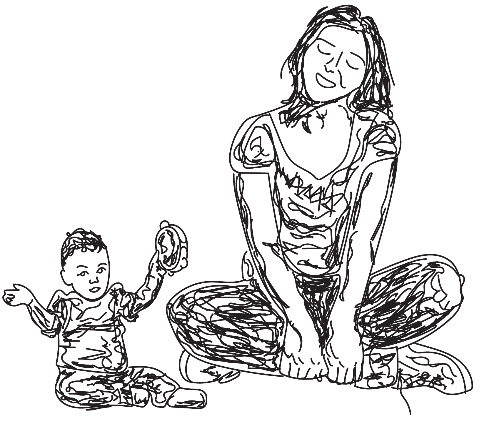 Group Music Lessons 7 sketch of mother and child