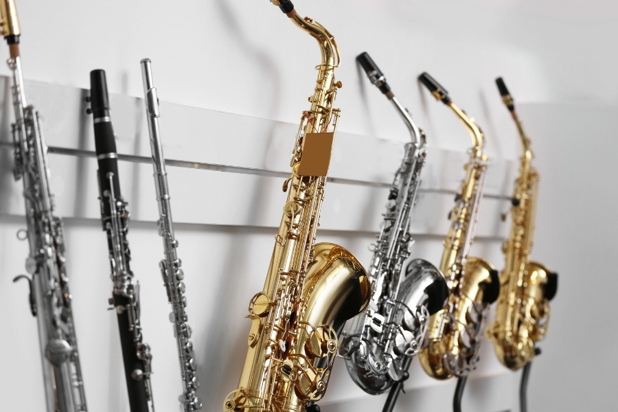 saxophone in music store