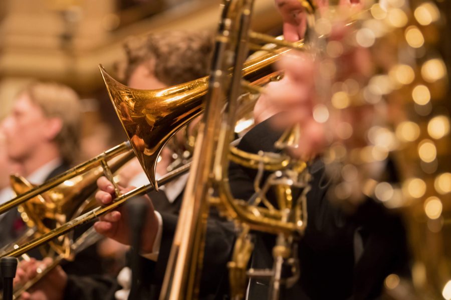 orchestra playing brass instruments